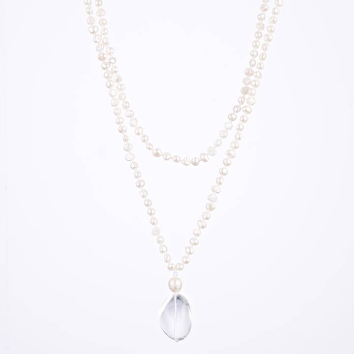 Nadia Double Pearl And Rock Crystal Necklace. for wholesale by JoJo Harris