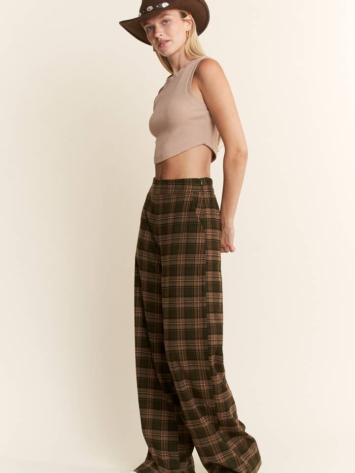 JADE BY JANE - Wholesale Pants - Women's - PLUS SIZE PLAID WIDE LEG SOFT DRESS PANTS10