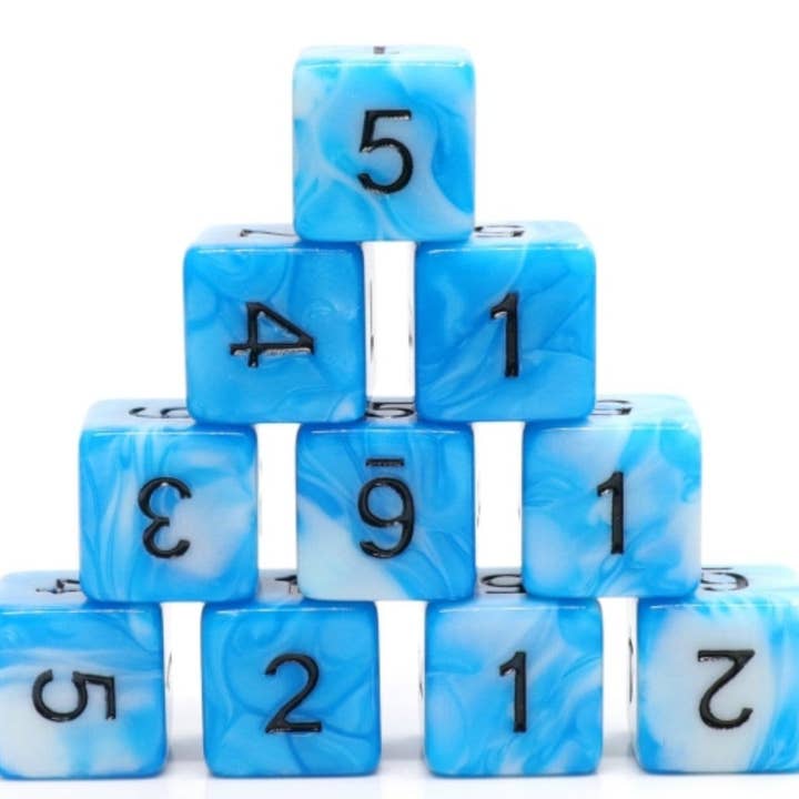 12 piece D6s - Cumulus Cloud for wholesale by Foam Brain Games