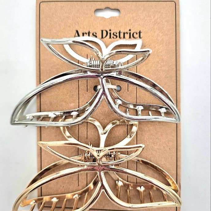 2Pk Large Metal Claw Clip Set - 4" Butterfly Gold & Silver for wholesale by Crover