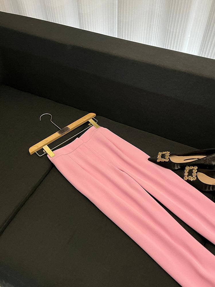 Rose Veste en diamant rose perlée à la main SY379 et costume pantalon skinny en vente sur Faire12