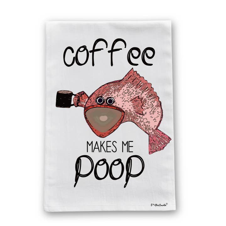 Coffee Poop Fish Dish Towel for wholesale by Pithitude