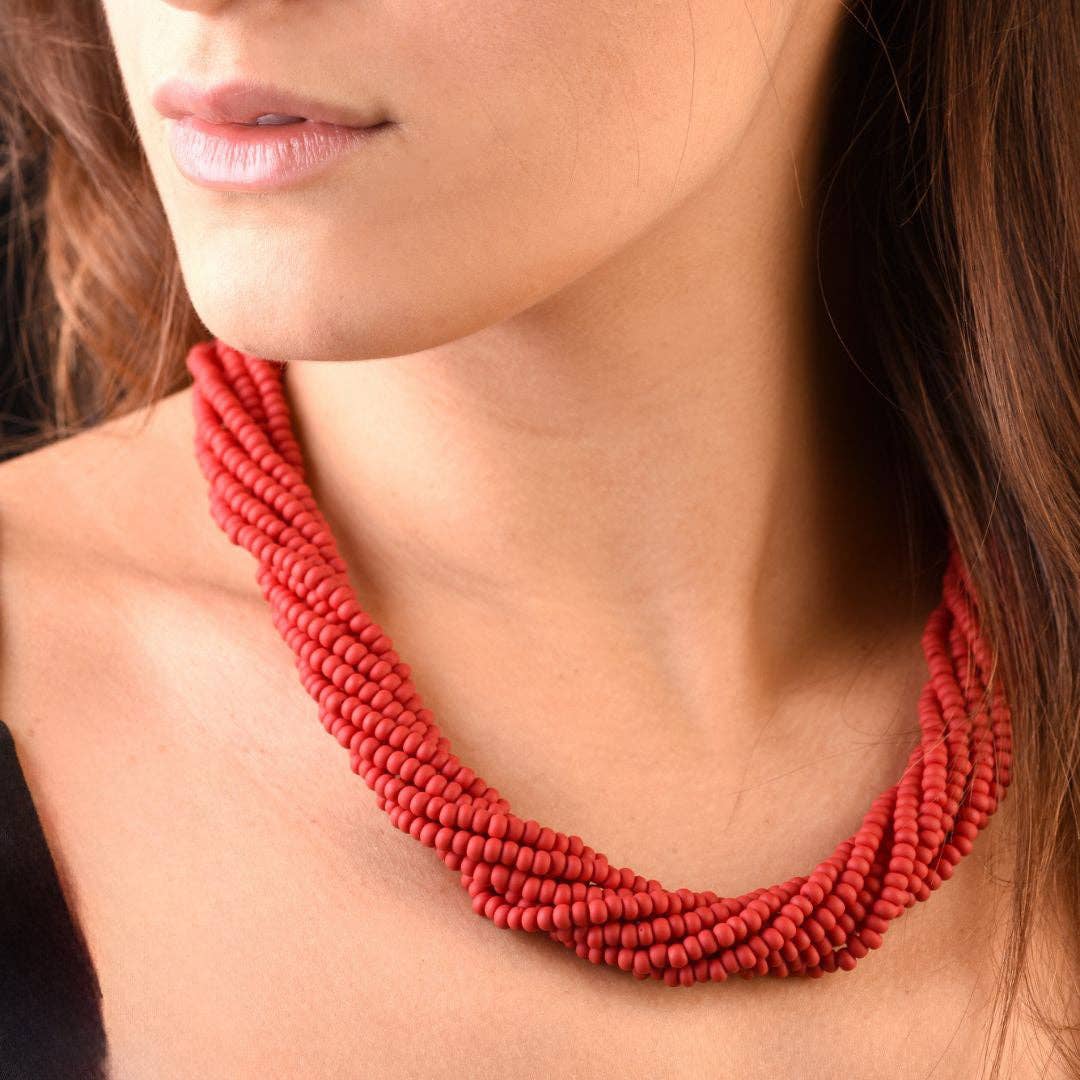 Mazzega Art & Design - Wholesale Beaded/Pearl Necklace - Murano Torchon Mat Necklace, 9 strands of intertwined rare satin pastel vintage 1980s seed beads (approximately 50 cm in length), hypoallergenic clasp.13