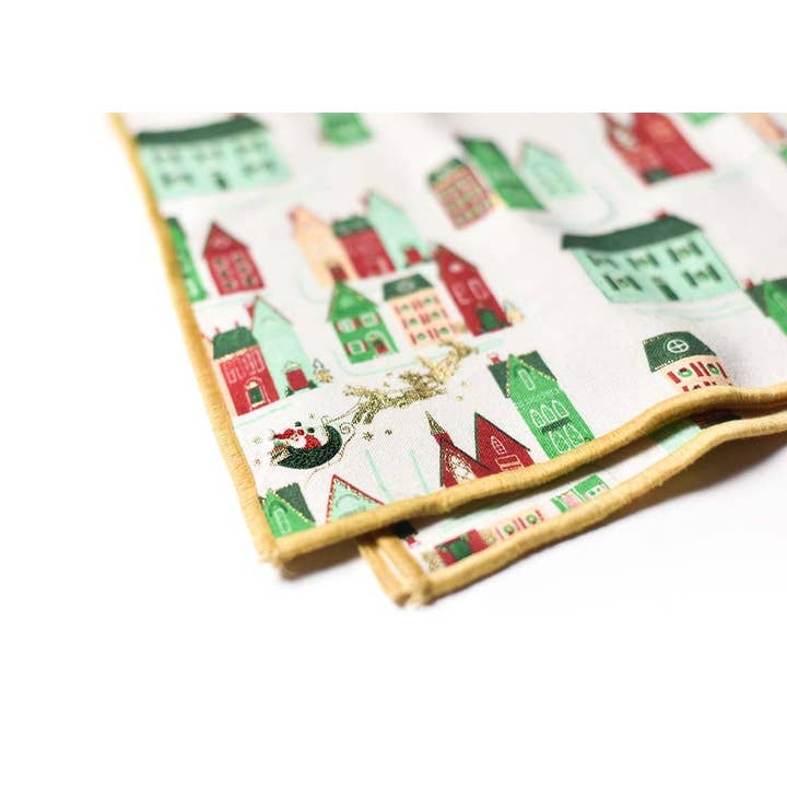 Coton Colors - Wholesale Dinner & Cloth Napkin - Flying Santa Napkins Set of 4