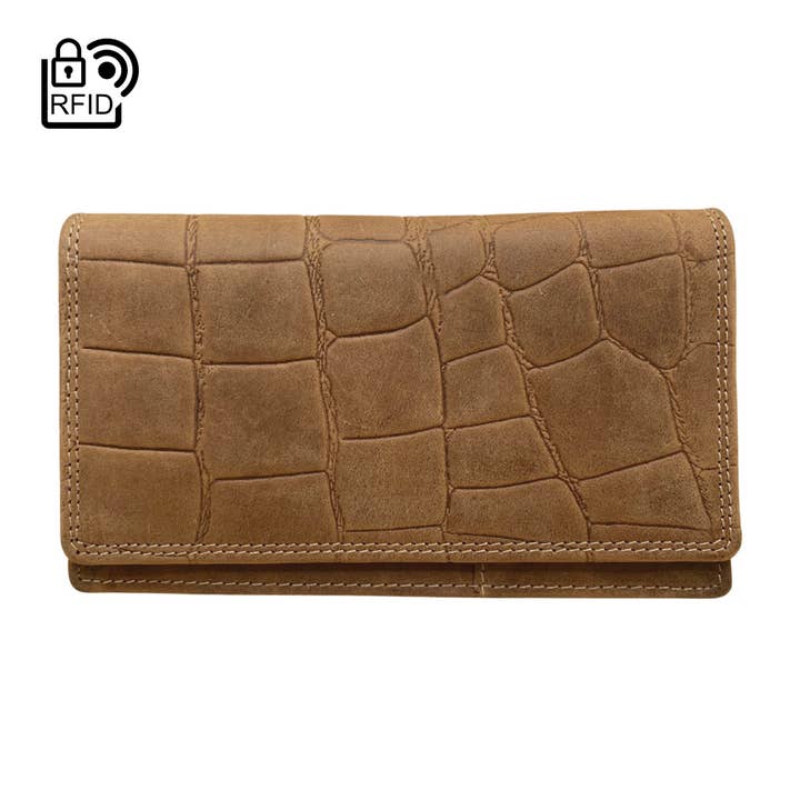 Arrigo - Wholesale Wallet - Women's - Ladies wallet Leather Harmonica - RFID - Croco Print2