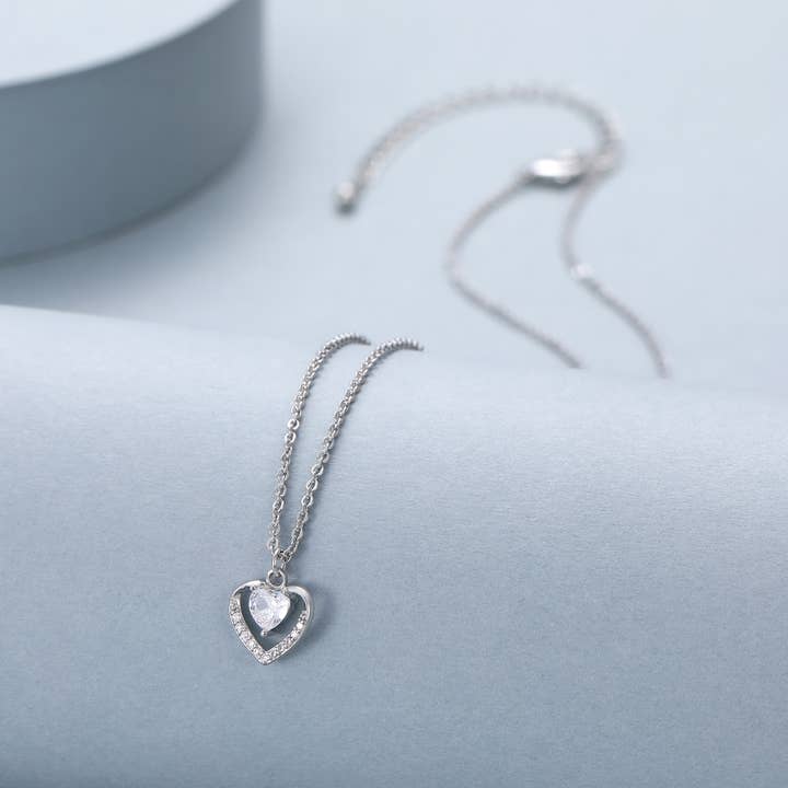 H&H Link & Chain Necklace with Zirconia N602817S/G for wholesale by Gracee Jewellery