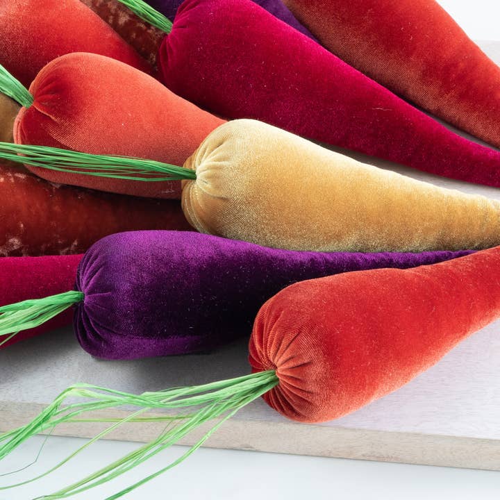 Your Heart's Content – wholesale Decorative tabletop object – Velvet Carrots, Harvest Lush Colors, Unique Wall Hanging13
