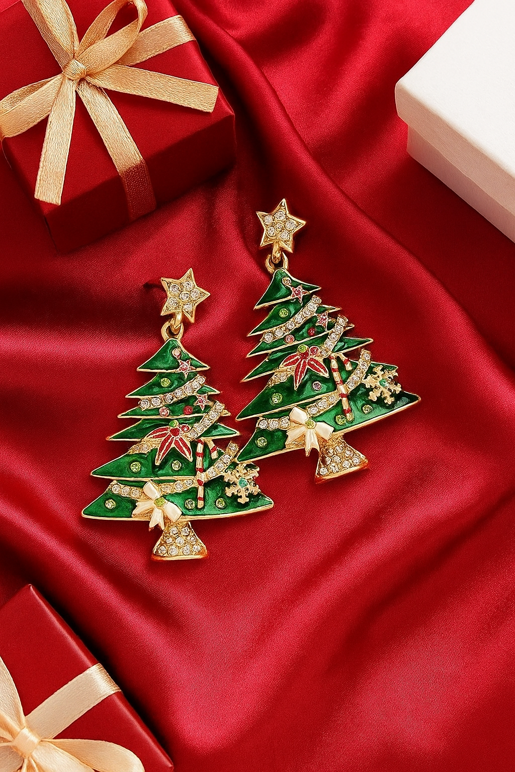 Wild & Free - Wholesale Dangle Earrings - Pendientes de esmalte de árbol de Navidad0