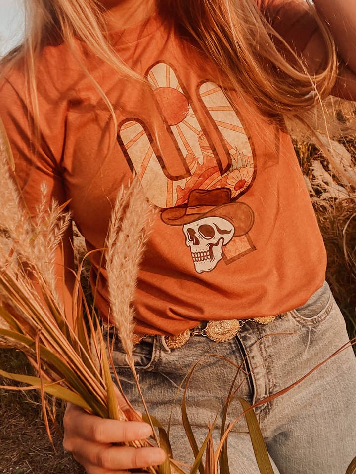 Rustic Runaway LLC - Wholesale T-Shirt (Graphic) - Women's - Sunset Cactus Western Graphic Tee1