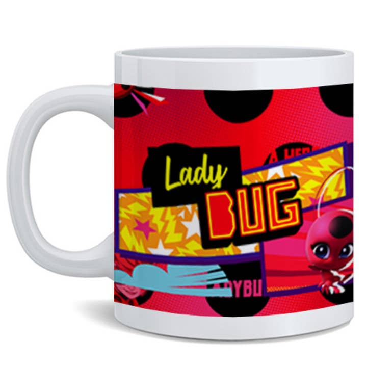 Tazza con logo dei cartoni animati con motivo Miraculous Ladybug Cat Noir da 325 ml per la vendita all'ingrosso da parte di Gotham Gifts