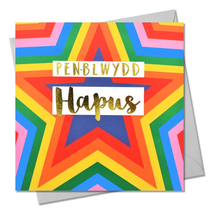 Welsh Birthday Card, Penblwydd Hapus, Colour Stars, text foiled in shiny gold and other Purchase Wholesale penblwydd hapus. Free Returns & Net 60 Terms on Faire trending on Faire.