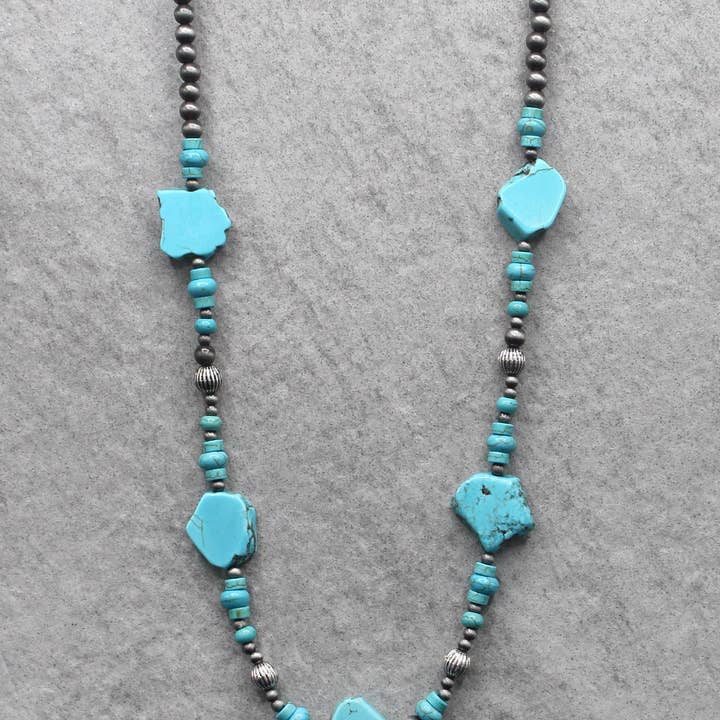 Turquoise Haven - Wholesale Beaded/Pearl Necklace - 0428 HH188 Turq