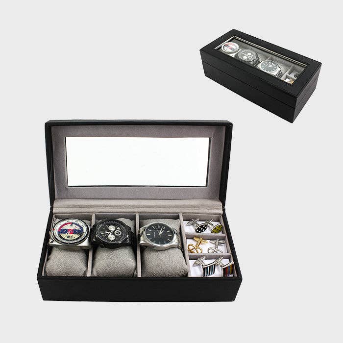 Sophos – wholesale Jewellery box/organiser – Black Watch Box + 3 Sections0