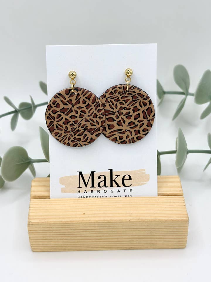 Tan Leopard - The Extra Large Button Ball Stud for wholesale by Make Harrogate