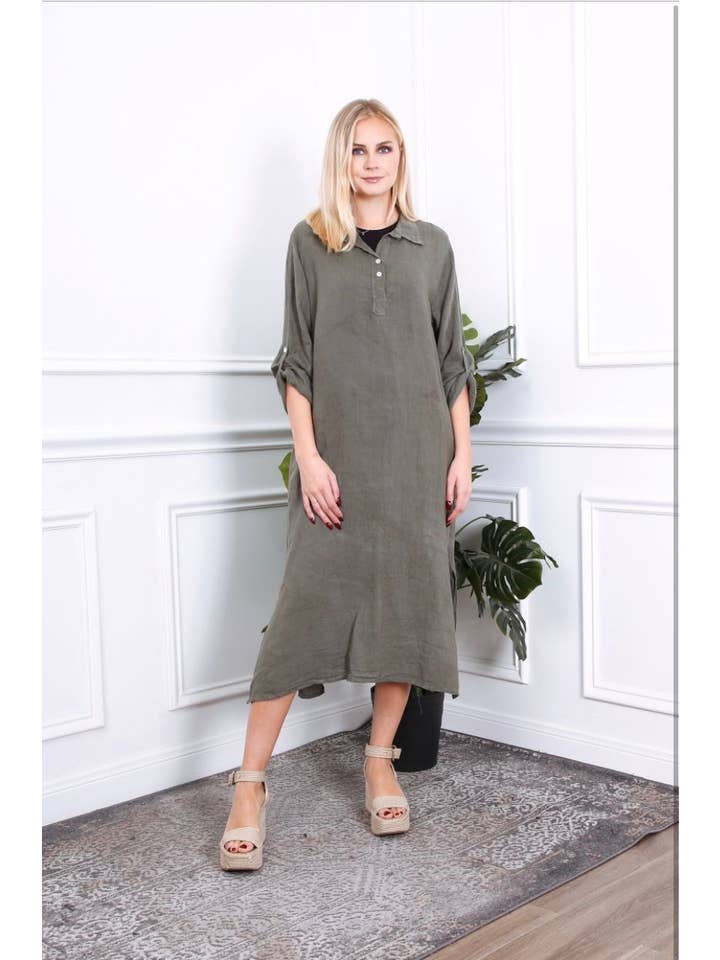 LÉA & LUC - Wholesale Dress - Women's - Long dress in 100% linen REF.209002