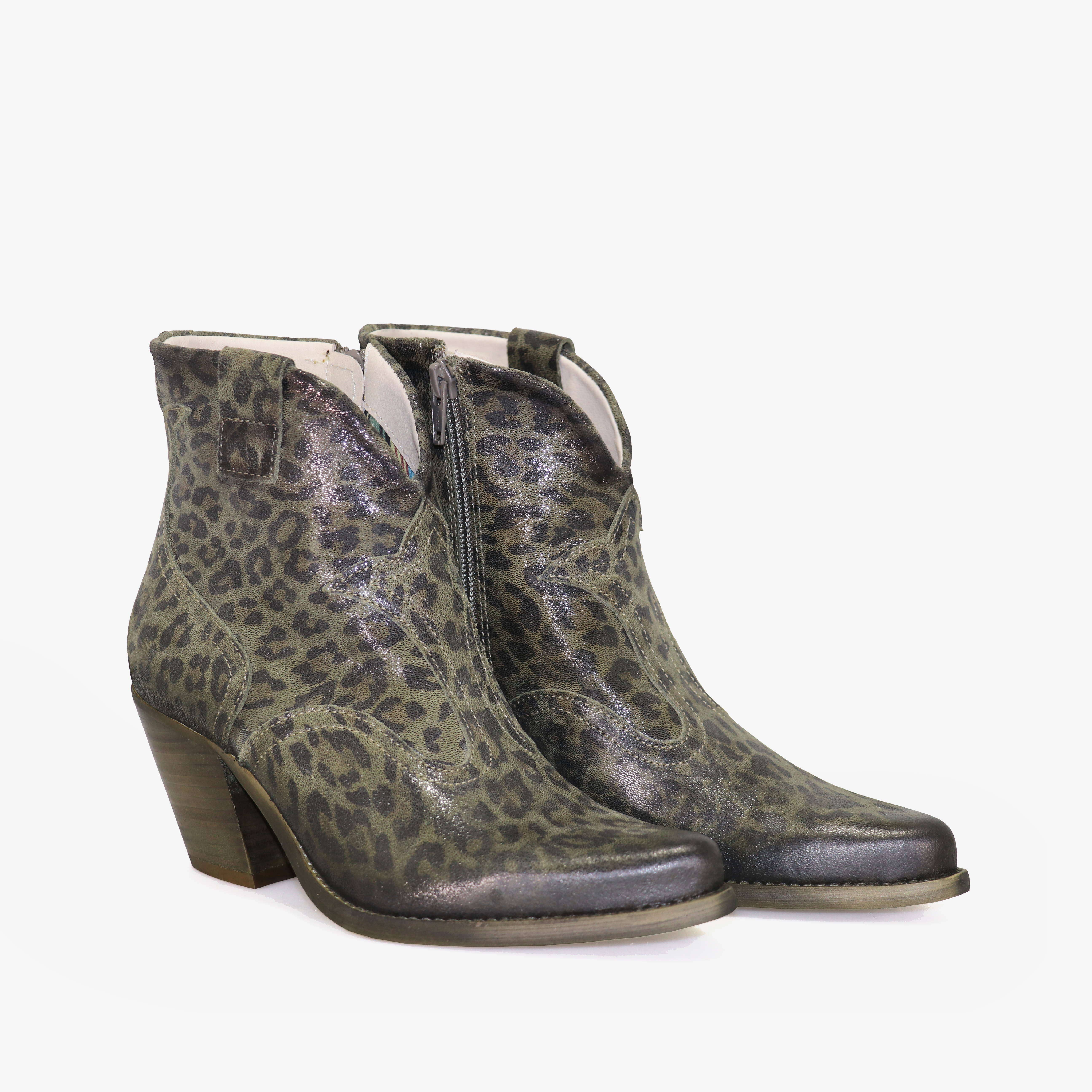 Women's Laredo Suede Leather Ankle Boots Leopard Green for wholesale on Faire1