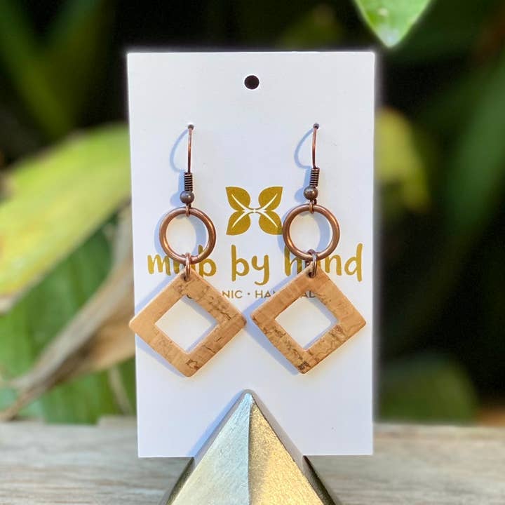 Sustainable Mid Mod Cork Earrings for wholesale by mmb by hand