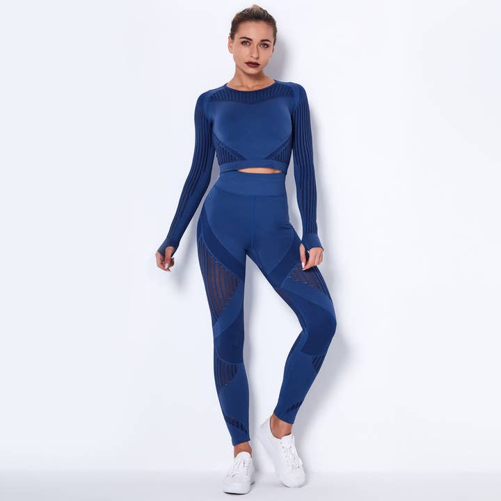 New Seamless Net Hole Quick Drying Sports Yoga Long Sleeve Striped Fitness Trousers Yoga Suit and other Purchase Wholesale nylon netting. Free Returns & Net 60 Terms on Faire trending on Faire.