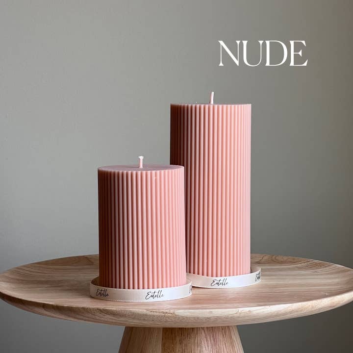 Estelle Studio - Wholesale Pillar Candle - Ribbed Pillar Candle Set1