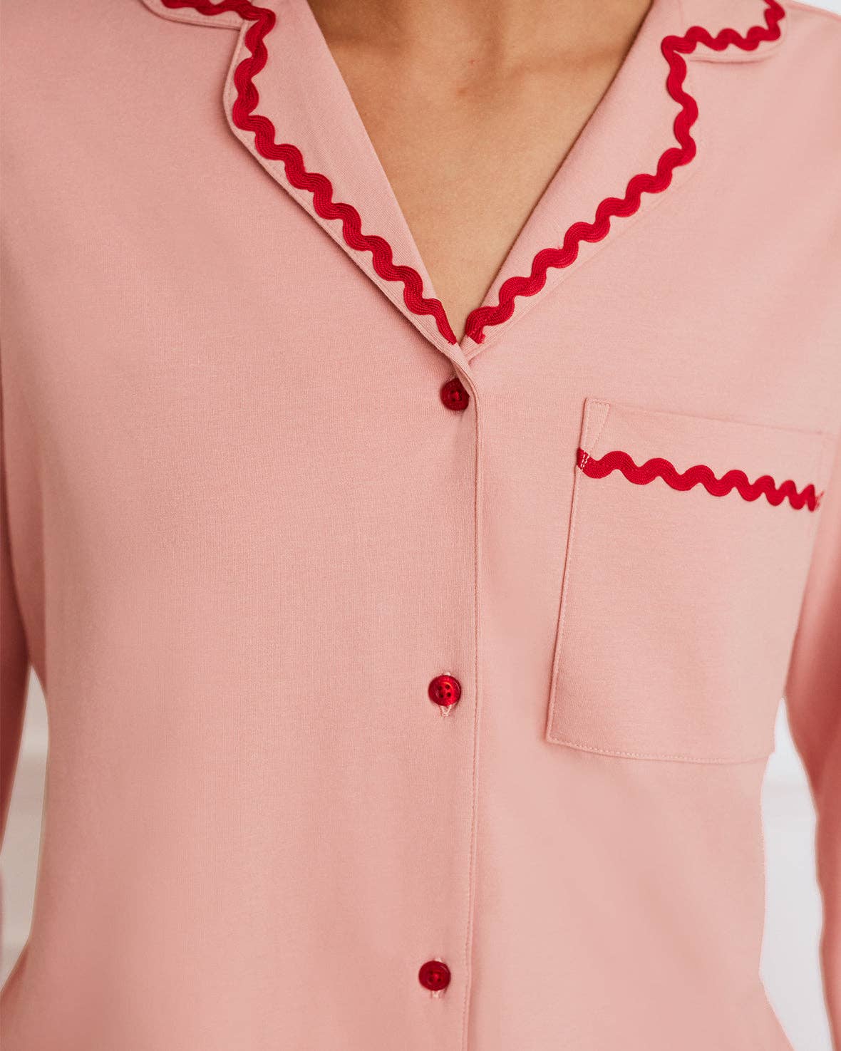 Pink Organic Cotton Embroidered Back Good Morning Long Pyjama Set for wholesale on Faire2