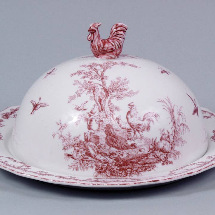 AA Importing - Wholesale Decorative Plate/Dish/Bowl - Porcelain Cake Dish in Red, Black & Blue2