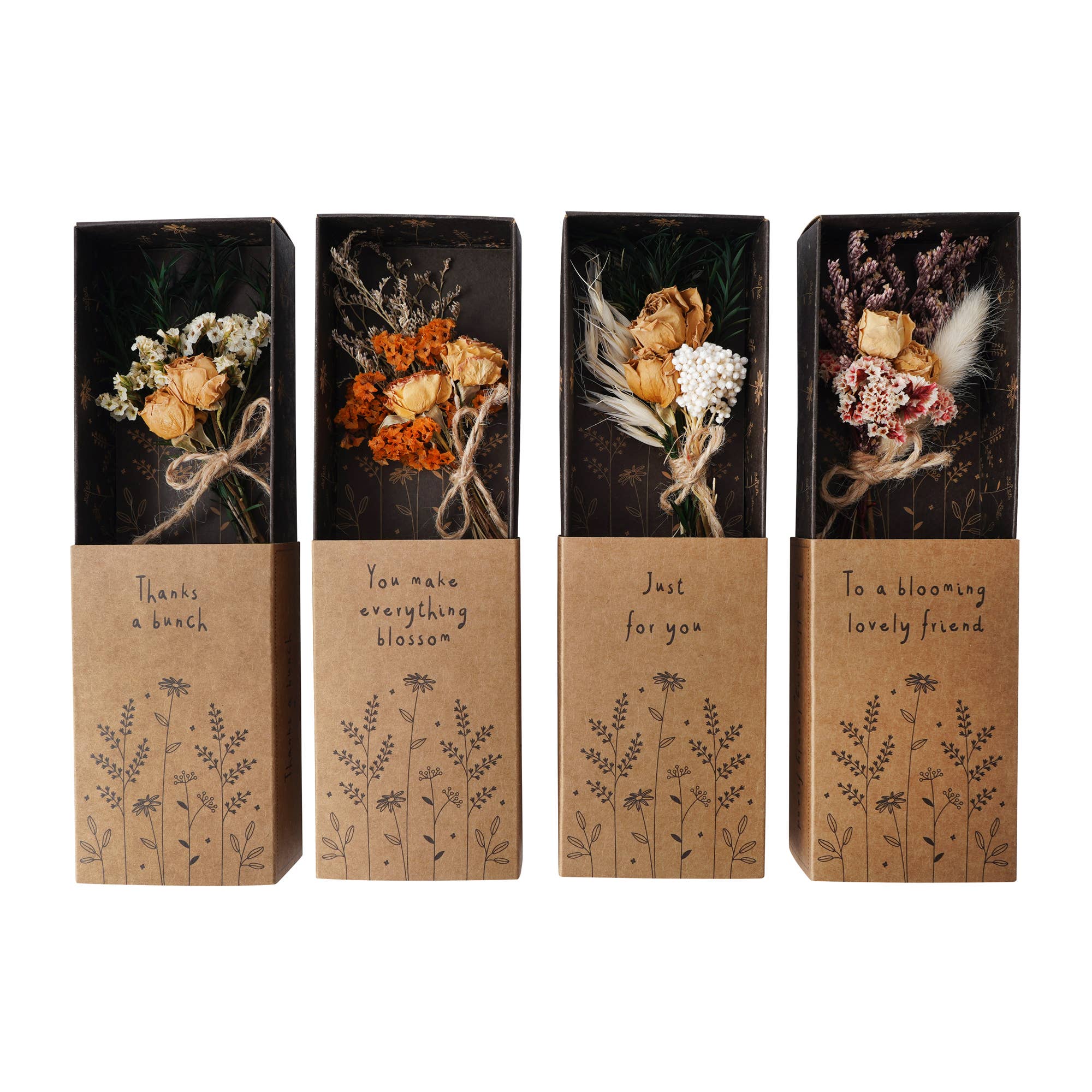 CGB Giftware - Wholesale Dried/pressed flowers - Send With Love 4 Asst. Dried Flower Bouquets In Display1