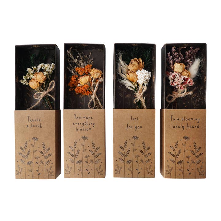 CGB Giftware - Wholesale Dried/Pressed Flowers - Send With Love 4 Asst. Dried Flower Bouquets In Display1