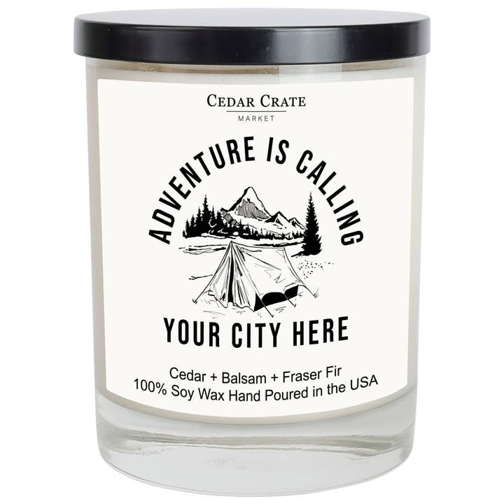 Custom Candle - Name Drop - Adventure Is Calling for wholesale by Cedar Crate Market