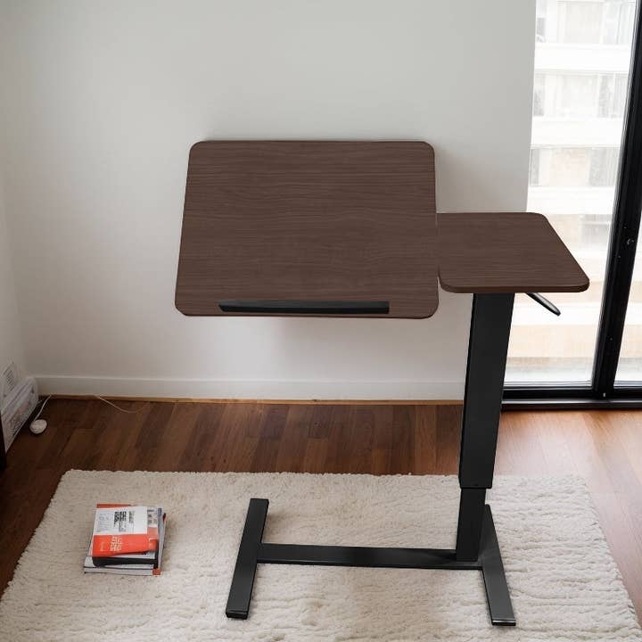39F Inc. - Wholesale Side Table - Adjustable Overbed Laptop Table with Wheels Walnut Finish11