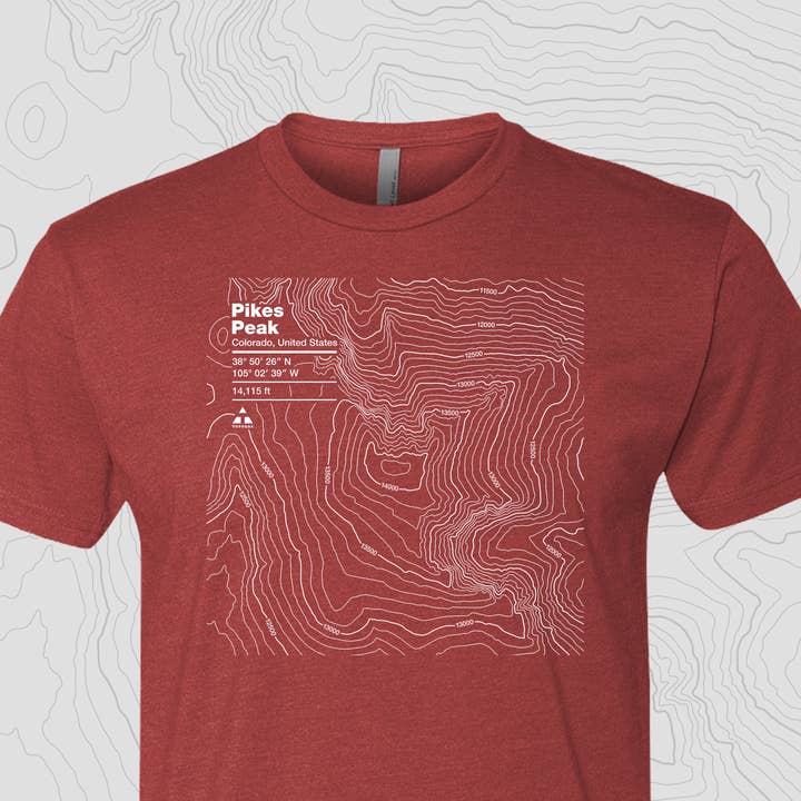 Topogra - Wholesale Screen Printed T-Shirt - Unisex - Pikes Peak, Colorado - Unisex Tee