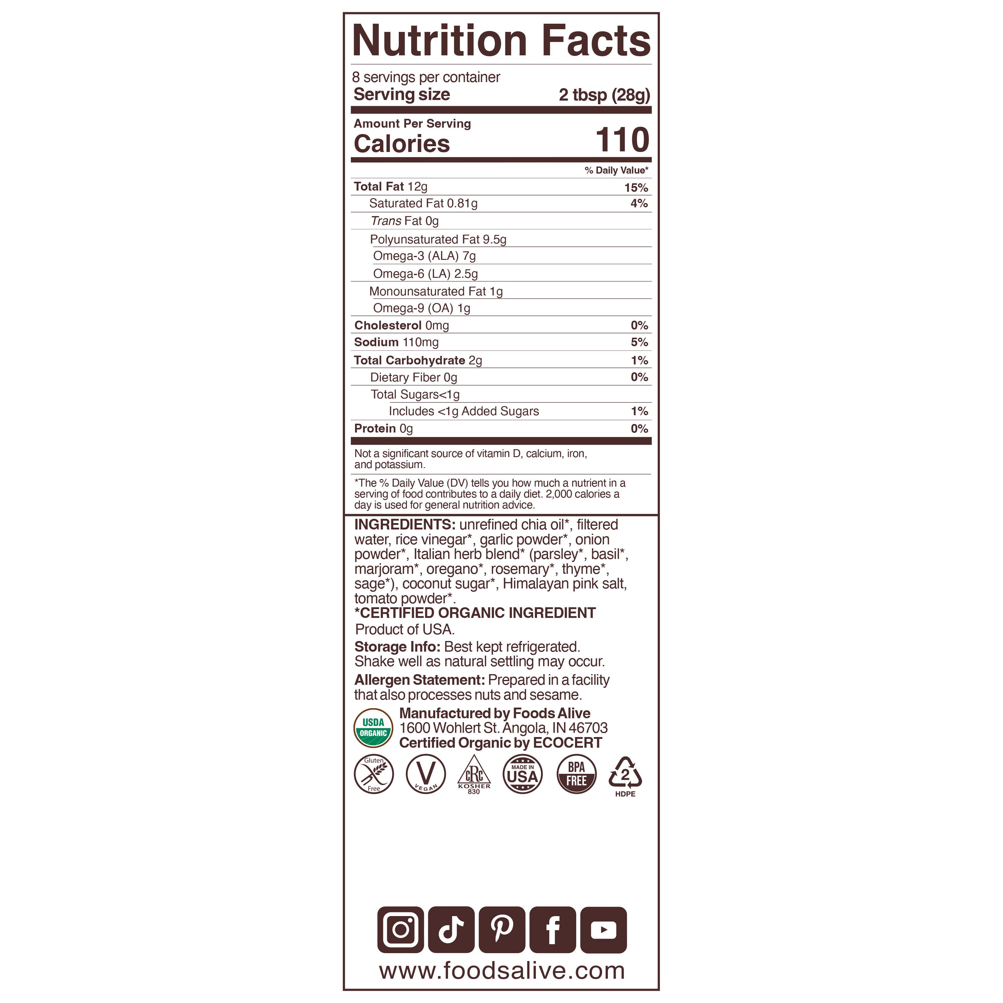 Foods Alive - Wholesale Salad Dressing - Zesty Italian Salad Dressing - Organic5