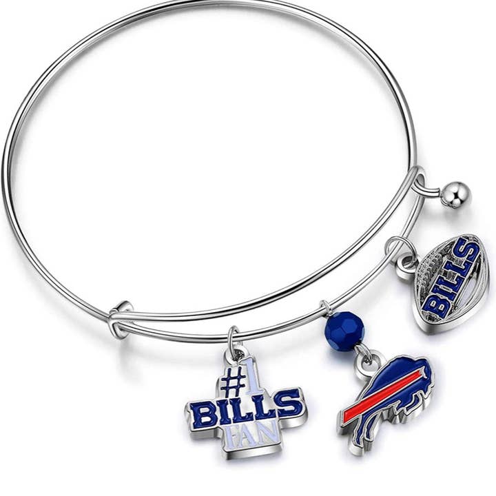 Simran International - Wholesale Charm/Dangle Bracelet - NFL Buffalo Bills Three Charm Logo Bracelet