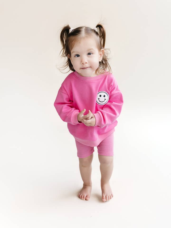 Lucky Panda Kids - Wholesale Top & Short Set - Kids - Baby & Kids Biker Shorts Set | Pink