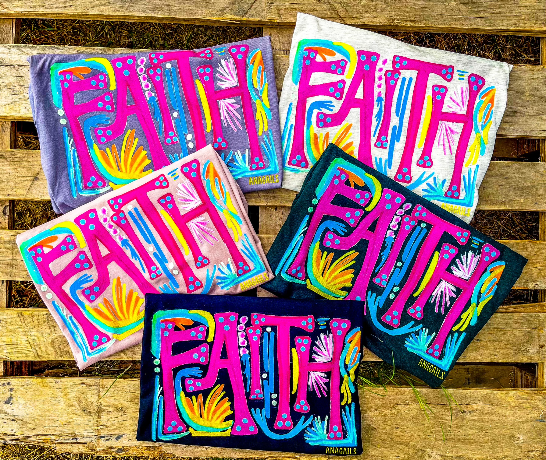 Anagails - Wholesale Screen Printed T-Shirt - Women's - Hand Painted Faith in Fall0