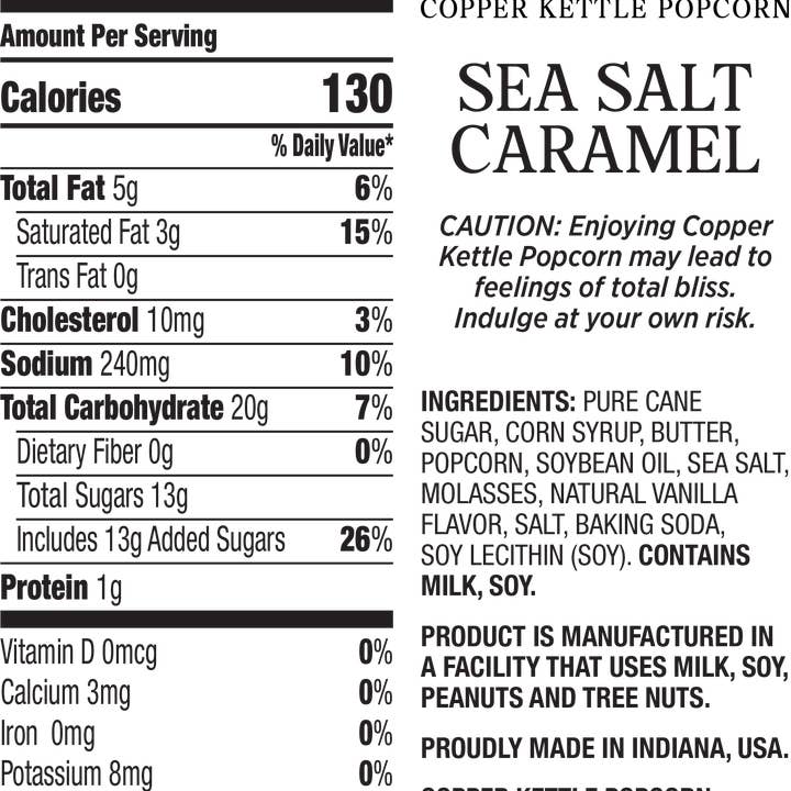 Copper Kettle Popcorn - Wholesale Popcorn - Sea Salt Caramel Tub - 22 Servings1