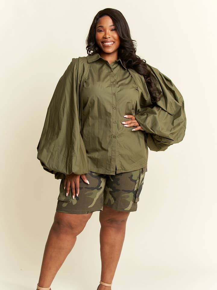 Namatt Design - Wholesale Button Down Shirt - Women's - Plus Short Sleeve Shirt with Detachable Long Sleeves16