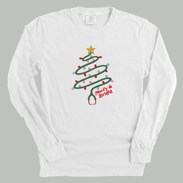 Ivy + Cloth - Wholesale Screen Printed T-Shirt - Women's - Merry & Bright Stethoscope6