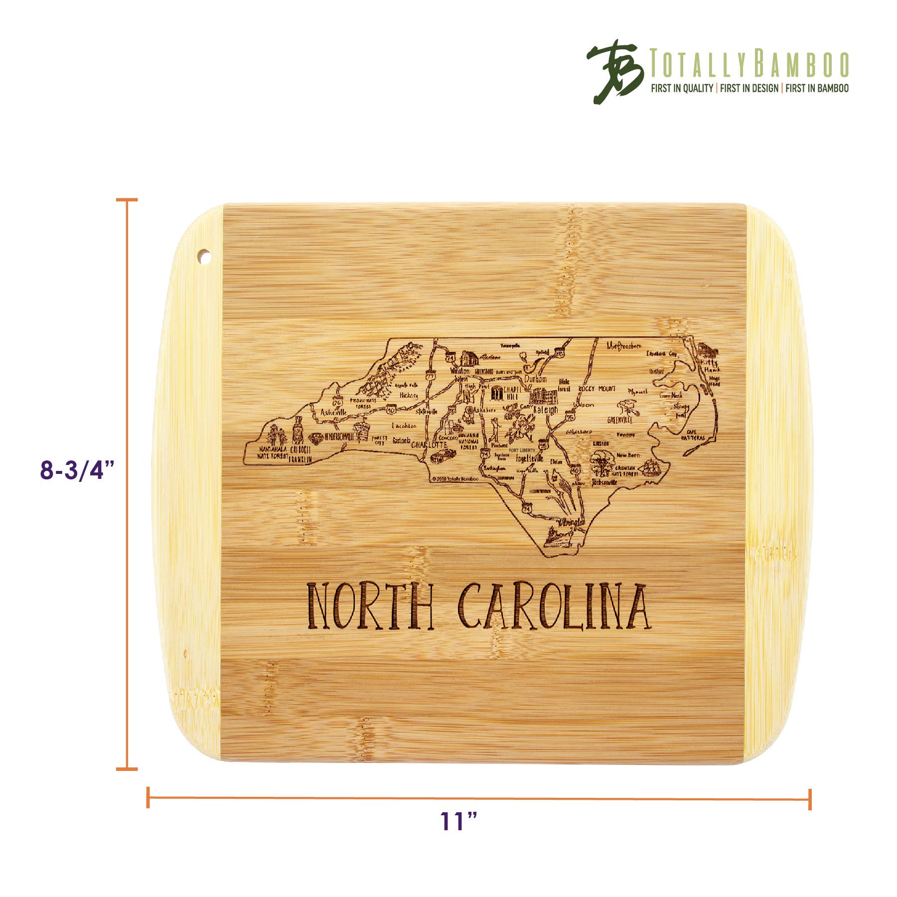 Totally Bamboo - Wholesale Cutting Board - A Slice of Life North Carolina Cutting & Charcuterie Board5