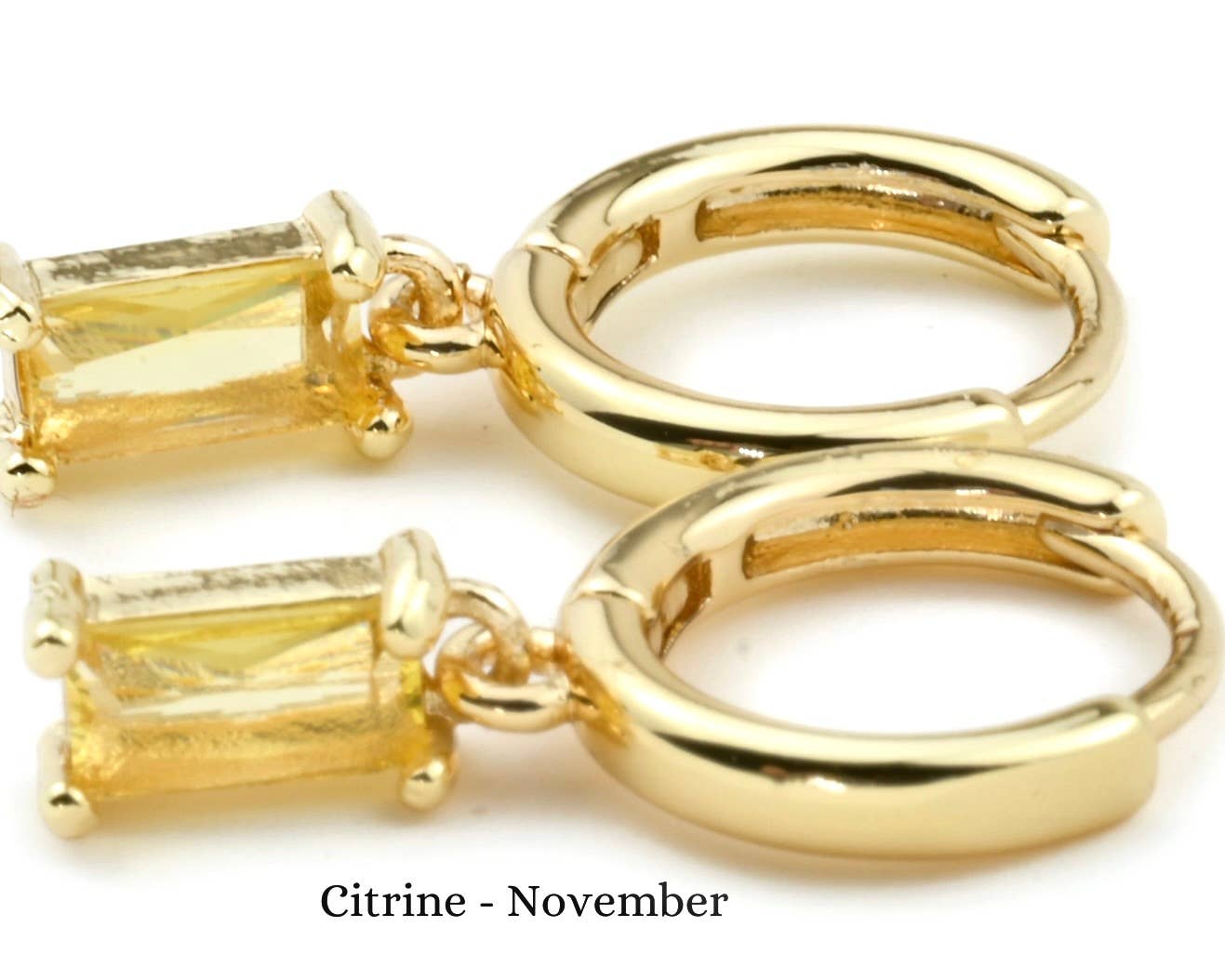 Blueyejewelry - Wholesale Huggie Earrings - Baguette Birthstone Hoops - Rectangle Stone Hoop Earrings4