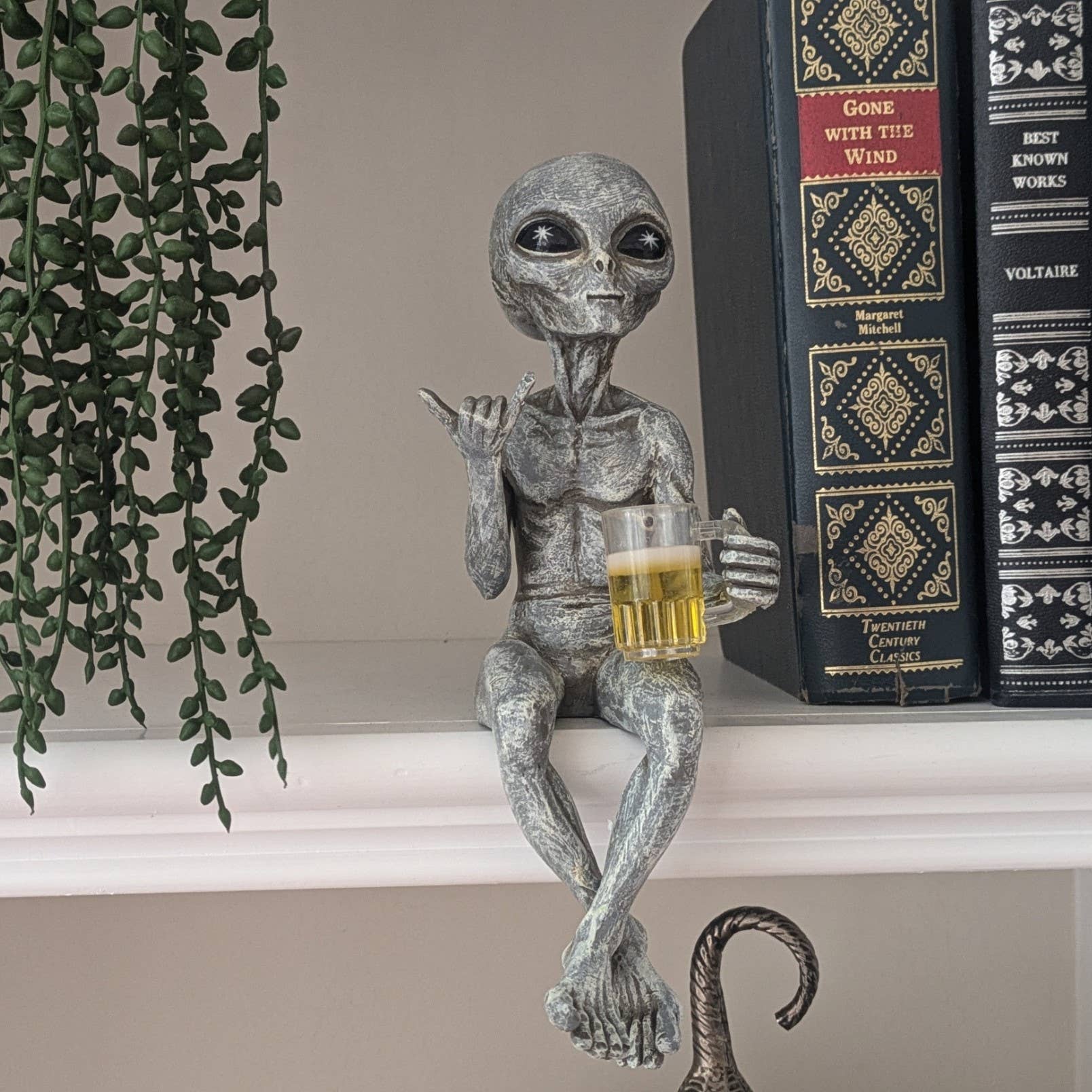 John Bernard & Company - Wholesale Decorative Figurine - Party Alien Shelf Sitter Male Drinking Beer 10" Figurine1
