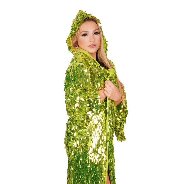 2547 Grön Paljett Lång Duster med Huva- O/S för wholesale av Western Fashion