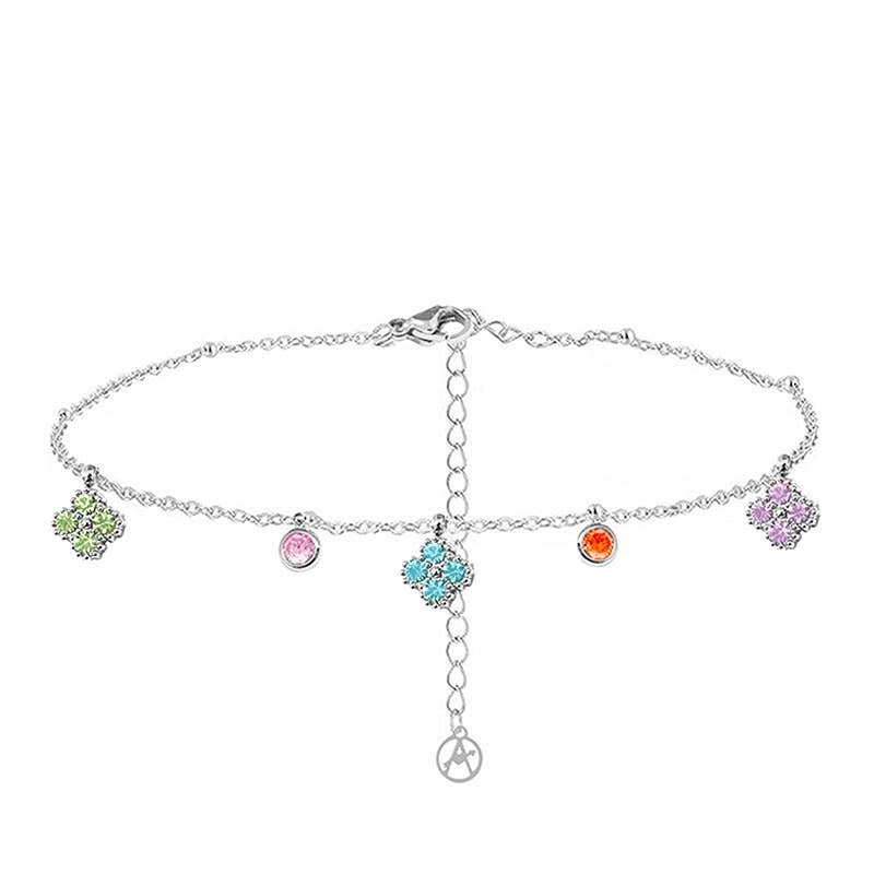 AMORINO SRL - Wholesale Bedelarmbandje - ARMBAND MET HANGENDE KLAVERTJES IN ZIRKOON - YC25624B2571