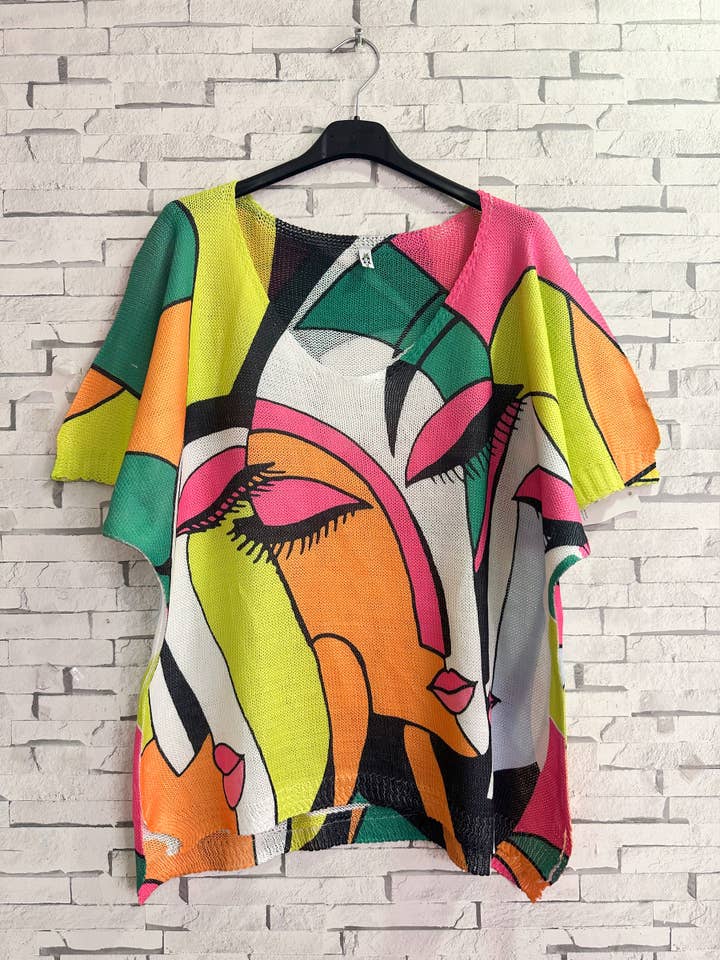 91F20H02-186-T-shirt met gebreid effect print voor wholesale door ZAFA PARIS