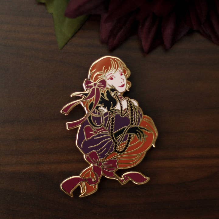 Keely Studios - Wholesale Lapel Pin/Button - HARVEST Edition - A Tea Party with Dragons: Midnight Soiree "Shoulder Friend" Gold Hard Enamel Pin5