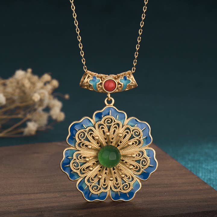 Detaillierte blaue Emaille-Blumen- für den Großhandel von Bright MacMing