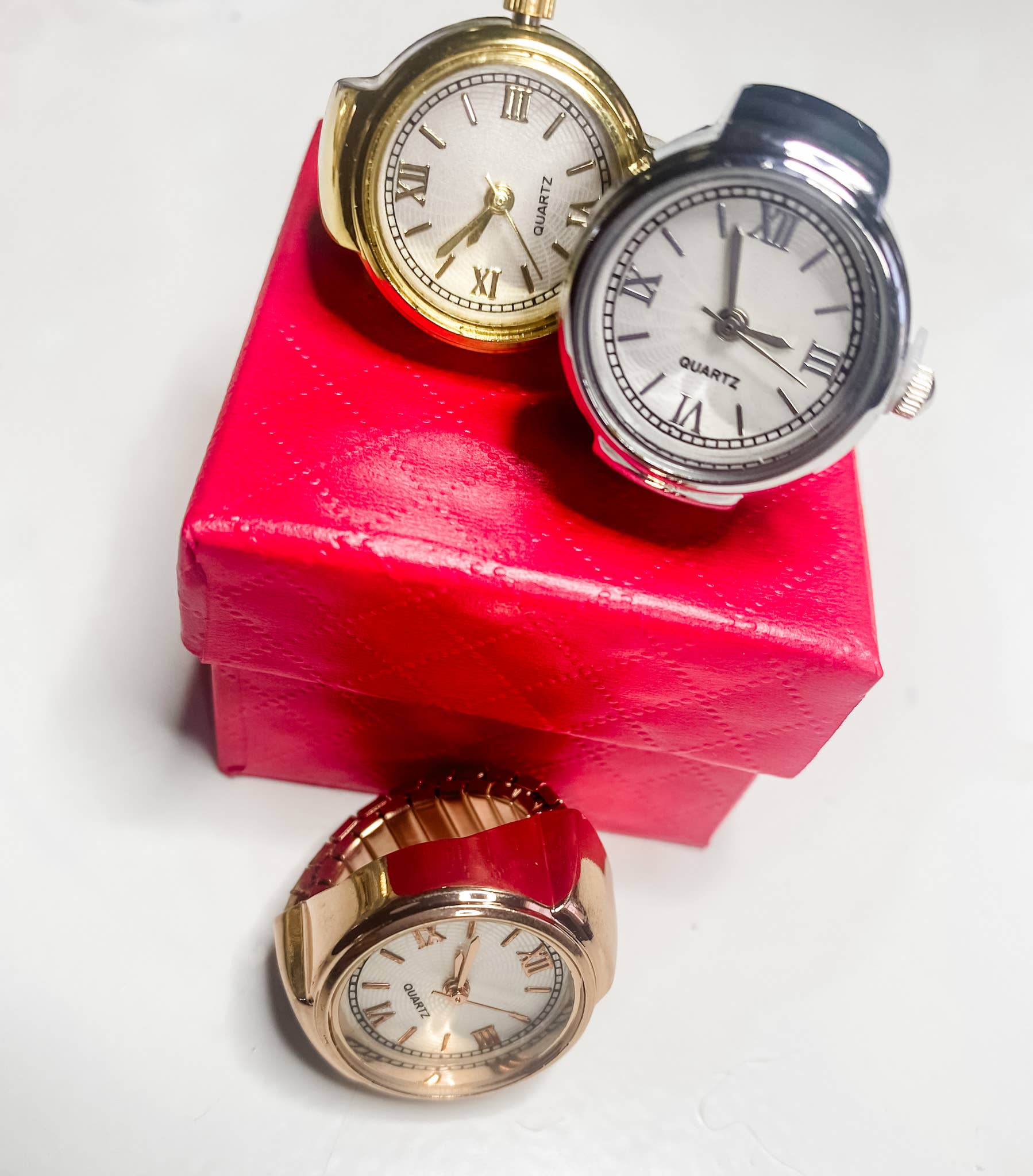 HoopLa - Wholesale Cocktail/Statement Ring - Watch Ring- Stainless Steel- Quartz Stretch Ring- Gift Box7