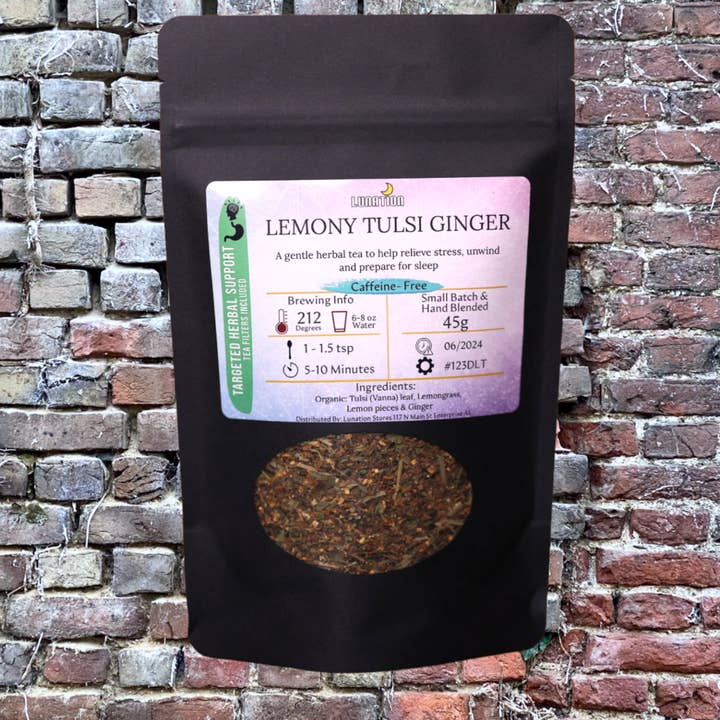 Thé en vrac au gingembre Lemony Tulsi 45 g/1,5 oz Digestion pour la vente par Lunation Stores
