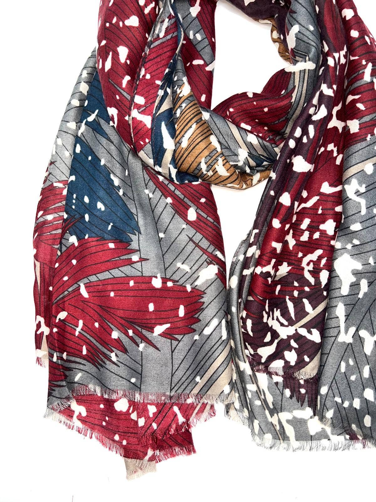 LINETA - Wholesale Scarf - Women's - H2018-77 Scarf with leaf pattern print14