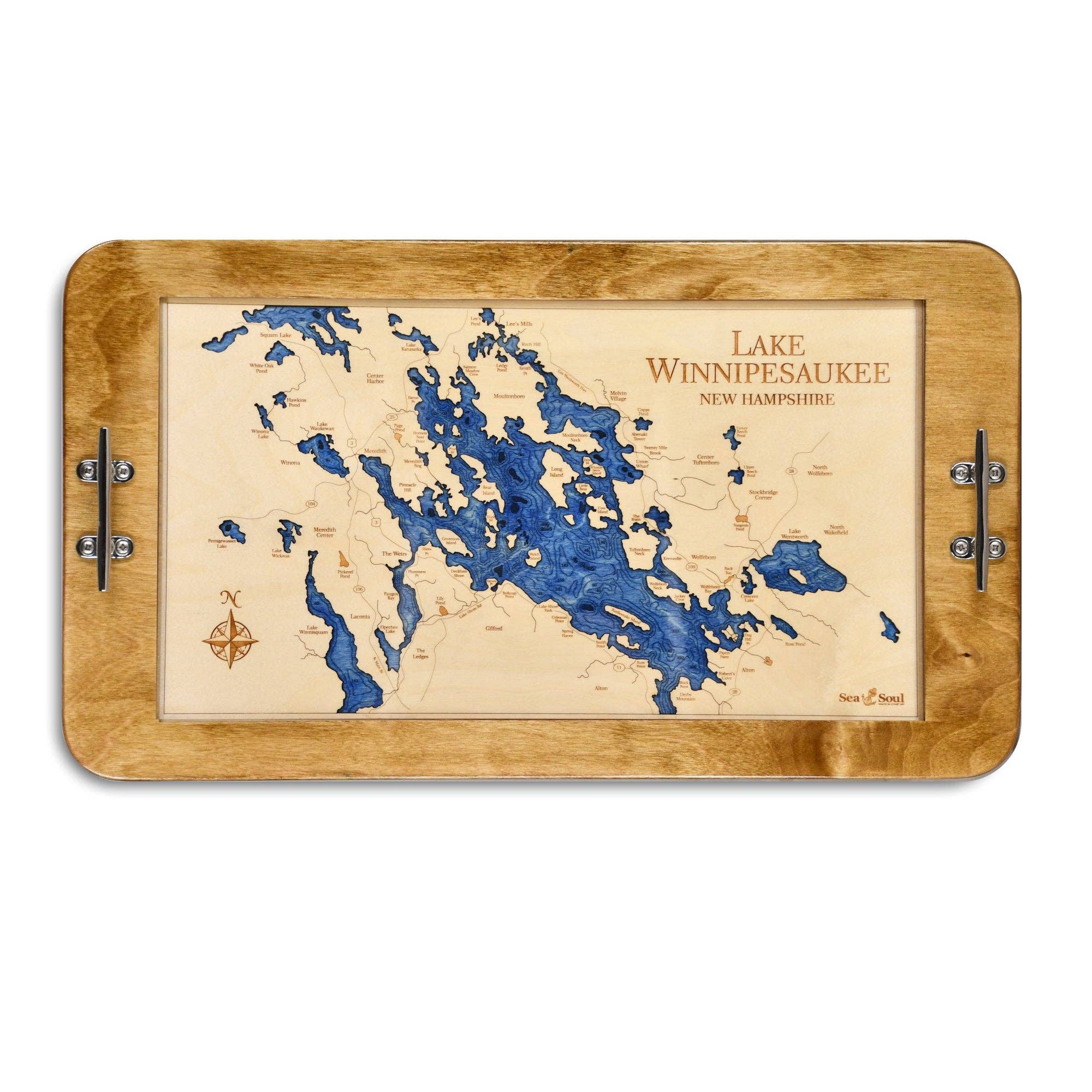 Sea & Soul Nautical Chart Art – Großhandel Serviertabletts – Lake Winnipesaukee New Hampshire Nautical Serviertablett3