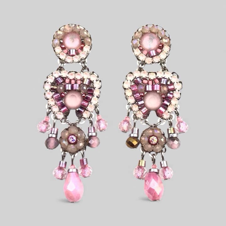 Nebula Pink Crystal Earrings for wholesale by melizijewelry